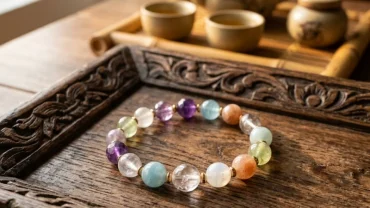 Hộp quà tặng vòng tay thạch anh sang trọng giúp giải đáp tuổi sửu nên đeo trang sức gì để cân bằng năng lượng ngũ hành