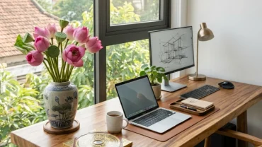Mô phỏng không gian văn phòng hợp phong thủy giải đáp tuổi thân đặt bàn làm việc hướng nào thu hút tài lộc