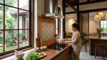 Mẫu thiết kế nhà bếp phong thủy hiện đại giúp xác định tuổi thân đặt bếp hướng nào chuẩn nhất