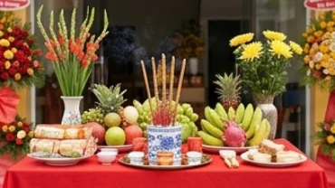 Mâm lễ vật cúng cáo yết thần linh trong ngày trọng đại giúp tuổi thân khai trương ngày nào tốt