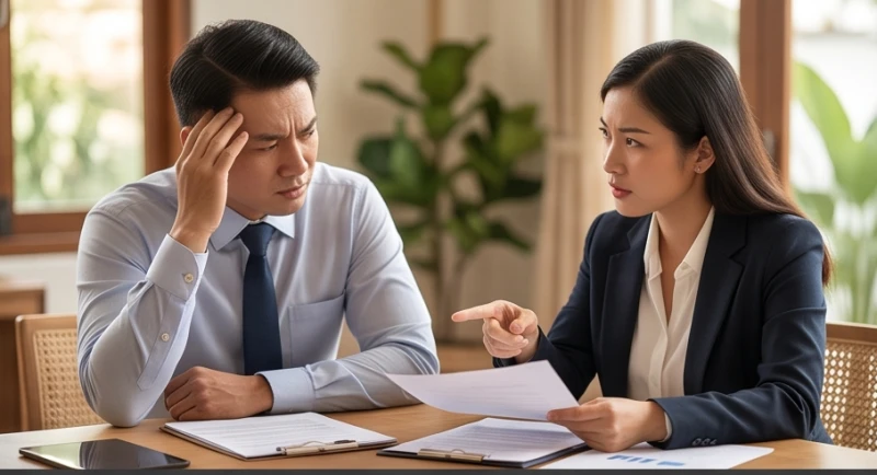 Tuổi Thân khắc tuổi nào: Giải mã chi tiết và cách hóa giải 1 Hai người làm việc chung thể hiện sự căng thẳng khi tuổi Thân hợp tác với người kỵ tuổi
