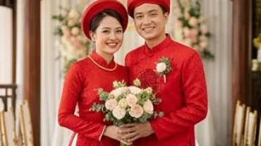 Cô dâu chú rể rạng rỡ trong trang phục cưới hỏi truyền thống, giải đáp tuổi thìn nên cưới vào năm nào