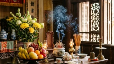 Mâm lễ cúng ấm cúng tại nhà để hóa giải vận hạn cho câu hỏi tuổi thìn tam tai năm nào theo phong thủy truyền thống Việt Nam