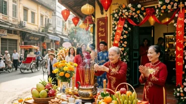 Gia chủ chuẩn bị mâm lễ vật tươm tất sau khi chọn tuổi tuất khai trương ngày nào tốt để đón tài lộc