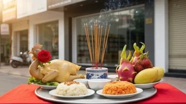 Mâm cúng thịnh soạn khi xem tuổi tuất khai trương ngày nào tốt để rước tài lộc