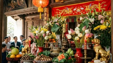 Khung cảnh lễ cưới truyền thống Việt Nam ấm cúng minh họa cho việc tuổi tuất nên cưới vào năm nào
