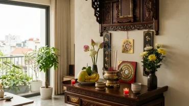 Thiết kế bàn thờ gia tiên trang nghiêm chuẩn phong thủy giải đáp tuổi tỵ đặt bàn thờ hướng nào để đón sinh khí