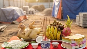 Gia chủ chuẩn bị mâm lễ tươm tất để xem tuổi tý động thổ ngày nào tốt nhằm mang lại vượng khí