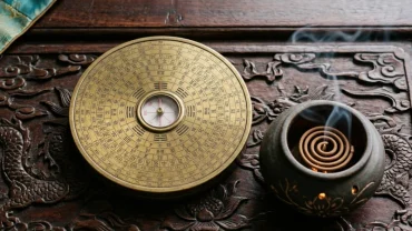 Bố cục đồng hồ cổ và la bàn phong thủy giúp tra cứu tuổi tỵ hợp giờ nào để xuất hành đại cát