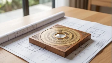 Xác định tuổi Tý hợp hướng nào qua la bàn phong thủy đặt trên bản vẽ thiết kế nhà