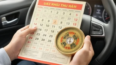 Người tuổi Tý xem lịch vạn niên và la bàn phong thủy trước vô lăng để biết tuổi Tý mua xe ngày nào tốt