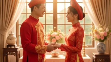 Cặp đôi rạng rỡ trong lễ gia tiên, giúp bạn giải đáp tuổi tý nên cưới vào năm nào để có một cuộc sống hôn nhân viên mãn