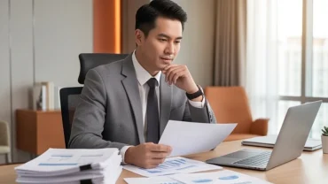 Doanh nhân đang phân tích chiến lược để đưa ra quyết định tuổi tỵ nên làm chủ hay làm thuê