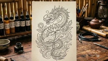 Bản vẽ thiết kế nghệ thuật giải đáp tuổi tý xăm hình gì hợp qua các biểu tượng phong thủy may mắn
