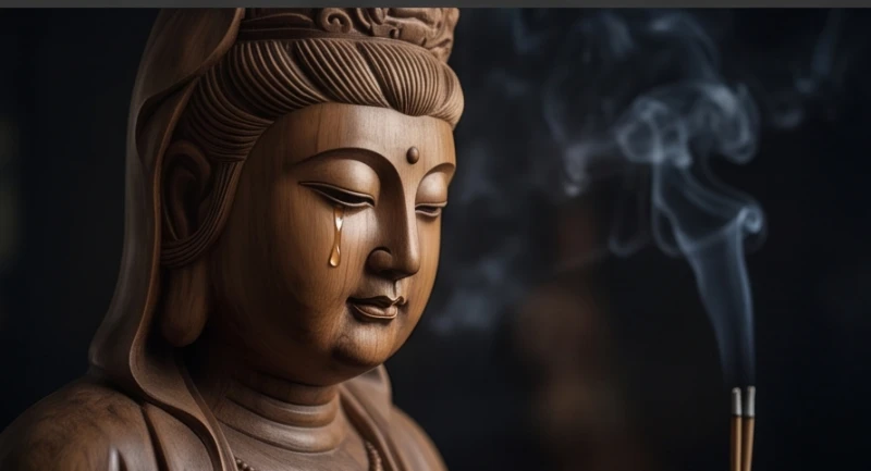 Mơ thấy mẹ Quan Âm: Giải mã điềm cát hung và bộ số tài lộc 6 Giọt nước mắt lăn dài trên khóe mắt của bức tượng Bồ Tát bằng gỗ gợi lên sự xót thương trước những biến cố.
