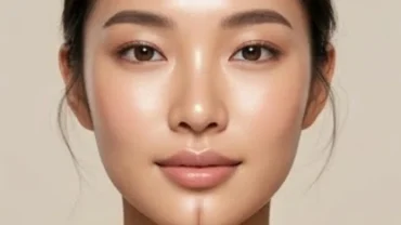 Khuôn mặt người mẫu mang tướng cằm chẻ tự nhiên với rãnh cằm sâu chia đôi cân đối thể hiện vận mệnh tốt