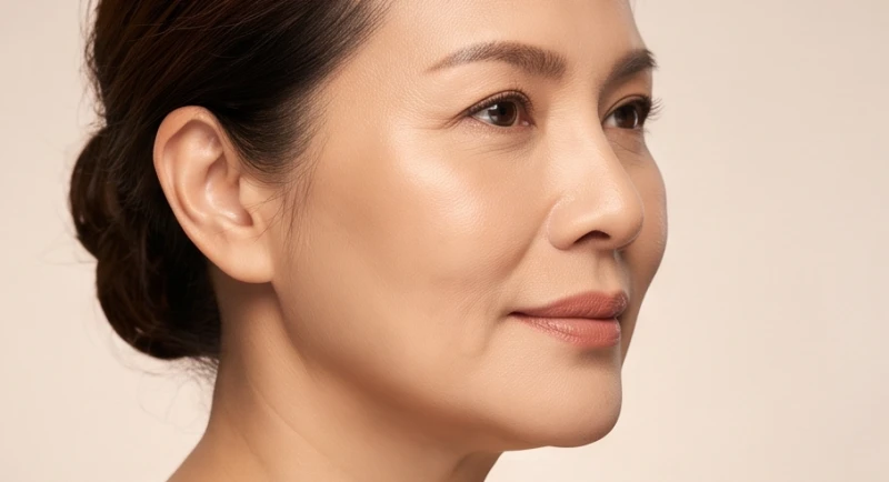 Hạ đình trên khuôn mặt: Cách đo tỷ lệ chuẩn và luận hậu vận 4 Góc mặt nghiêng của người phụ nữ với viền hàm rộng mở và phần nọng cằm nhẹ
