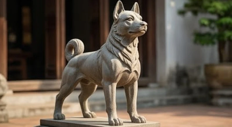 Ý nghĩa con chó trong văn hóa phong thủy: Quy tắc trấn trạch 3 Tượng chó phong thủy tư thế đứng thẳng ngẩng cao đầu với vẻ mặt cảnh giác cao độ