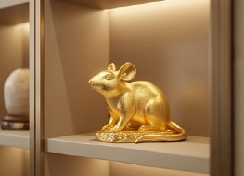 Tượng chuột mạ vàng 24k rực rỡ mang năng lượng tương sinh hoàn hảo cho gia chủ tuổi Giáp Tý