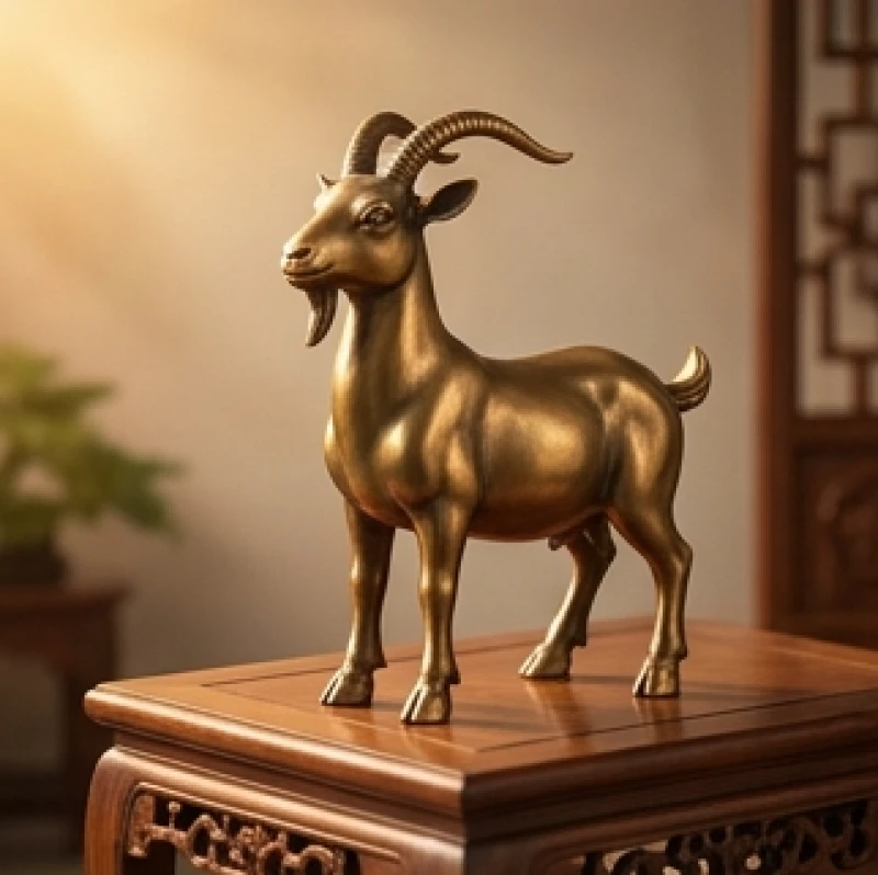 Sự tích con dê trong 12 con giáp: Hành trình đóng bè vượt sông 5 Tượng con dê phong thủy bằng đồng được bài trí trang trọng nhằm cầu mong sự bình yên và tài lộc