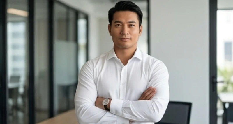 Nam giới sở hữu tướng vai rộng trong trang phục công sở thể hiện phong thái tự tin và thành đạt