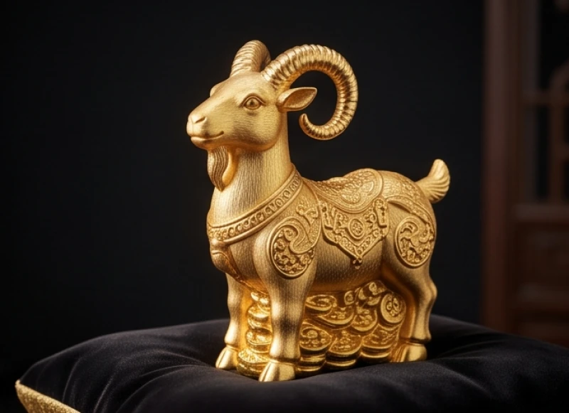 Tượng dê phong thủy mạ vàng sáng bóng với những đường nét điêu khắc tinh xảo mang lại sự uy nghi