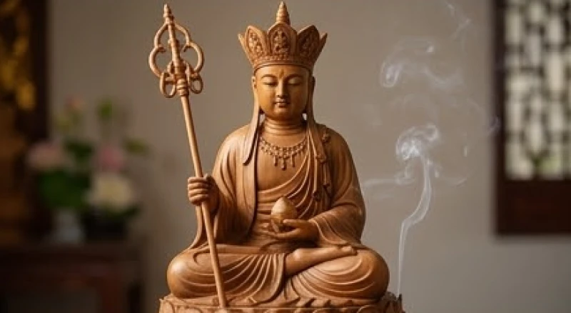 Văn khấn ngày vía Địa Tạng: Bài cúng chuẩn và khung giờ hành lễ 3 Tượng Địa Tạng Vương Bồ Tát hiền từ cầm tích trượng cứu độ chúng sinh trong cõi u minh