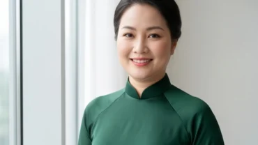 Cận cảnh khuôn mặt người phụ nữ Á Đông với tướng hai cằm đầy đặn biểu hiện cho sự phúc hậu và tài lộc