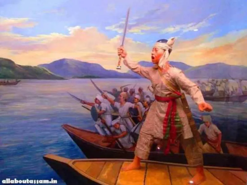 Tướng Lachit Borphukan của quân Ahom chiến đấu với quân Mughal trong trận Saraighat năm 1671