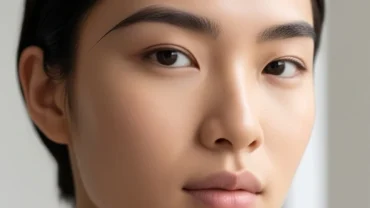 Cận cảnh khuôn mặt thanh tú với tướng lông mày dài mượt mà vượt qua đuôi mắt mang lại vẻ đẹp hài hòa