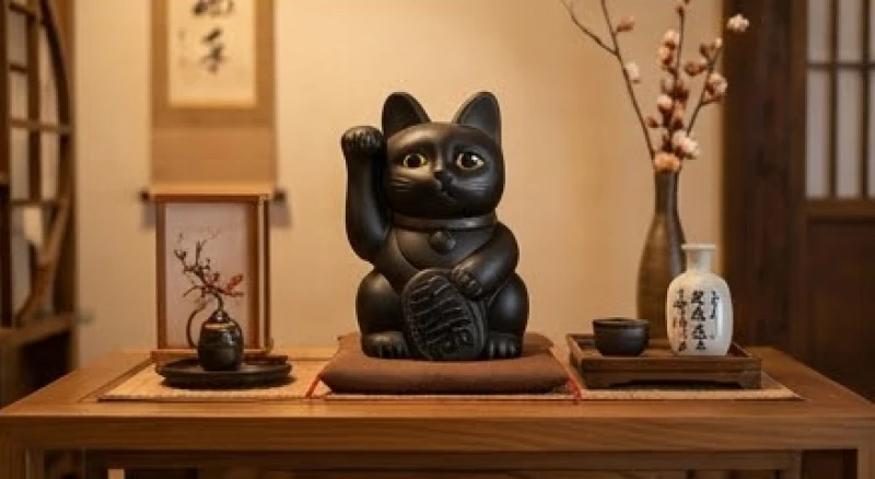 Thấy Mèo Đen Là Điềm Gì: Giải Mã Điềm Báo và Cách Hóa Giải 3 Tượng mèo thần tài Maneki Neko màu đen bằng gốm sứ mang ý nghĩa xua đuổi tà ma và bảo vệ bình an