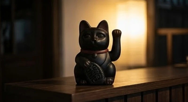 Mèo đen chết là điềm gì? Điềm báo và cách xử lý đúng tâm linh 1 Tượng mèo đen Maneki Neko được đặt trang trọng trong cửa hàng mang ý nghĩa thu hút tài lộc và may mắn