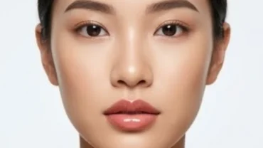 Khuôn mặt thanh tú của người phụ nữ Á Đông nổi bật với tướng môi trái tim căng mọng và hài hòa