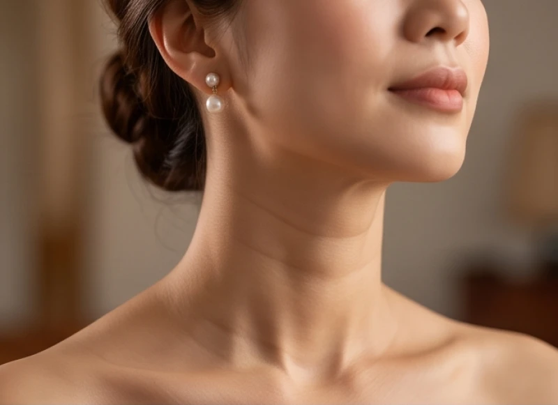 Tướng người có cổ cao: Luận vận mệnh nam nữ và mẹo cải vận 3 Cận cảnh vùng cổ tròn đầy đặn với ba đường ngấn mỏng tự nhiên tượng trưng cho tướng phượng hoàng