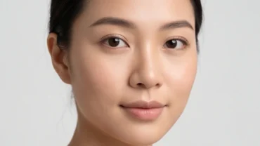 Gương mặt phụ nữ thanh tú với tướng nhân trung ngắn thể hiện rõ nét qua tỷ lệ giữa mũi và môi trên
