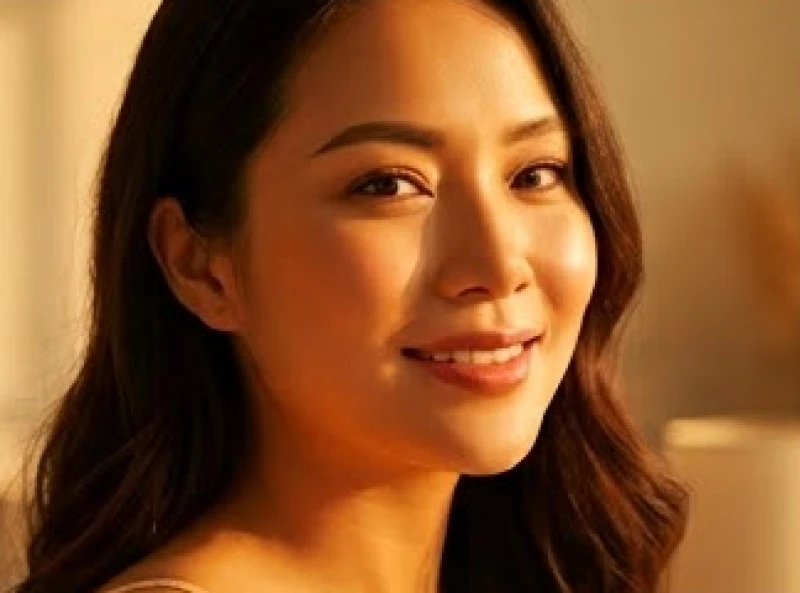 Người mẹ trẻ mang thai có nét tướng nhân trung dài và nụ cười rạng rỡ