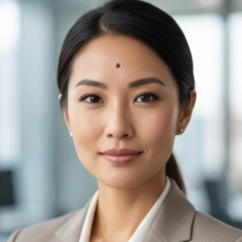 Người phụ nữ thành đạt với nốt ruồi trên trán, toát lên vẻ tự tin và khí chất mạnh mẽ trong công việc