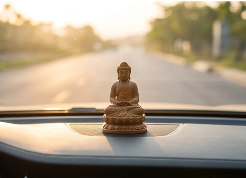 Phong thủy xe cho người tuổi Tuất: Tránh kỵ mệnh và hóa giải 10 Tôn tượng Phật A Di Đà nhỏ gọn và bình yên được đặt trên bảng điều khiển xe hơi