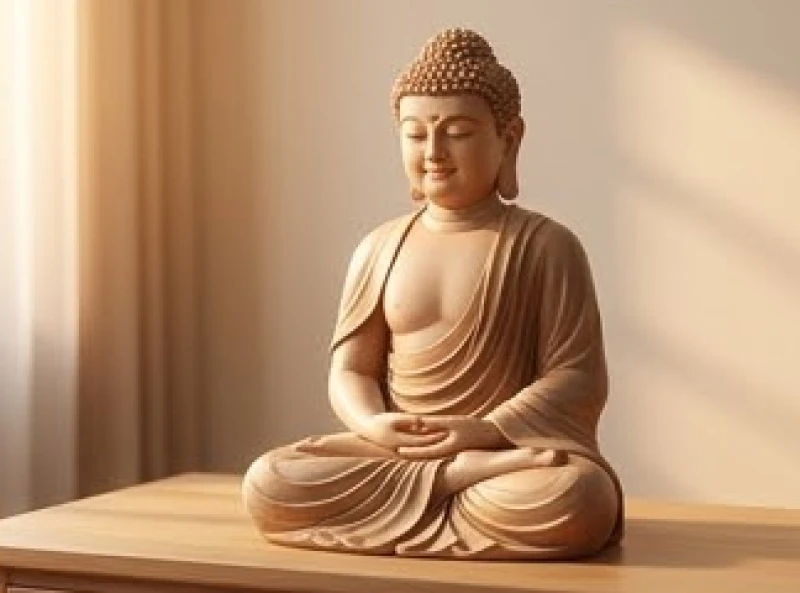 Tôn tượng Phật Thích Ca Mâu Ni đoan nghiêm tỏa ánh sáng từ bi trên án thờ tại gia