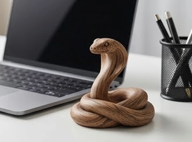 Mẫu tượng rắn bằng bột đá tổng hợp giả vân gỗ có kích thước nhỏ gọn trang trí trên bàn làm việc