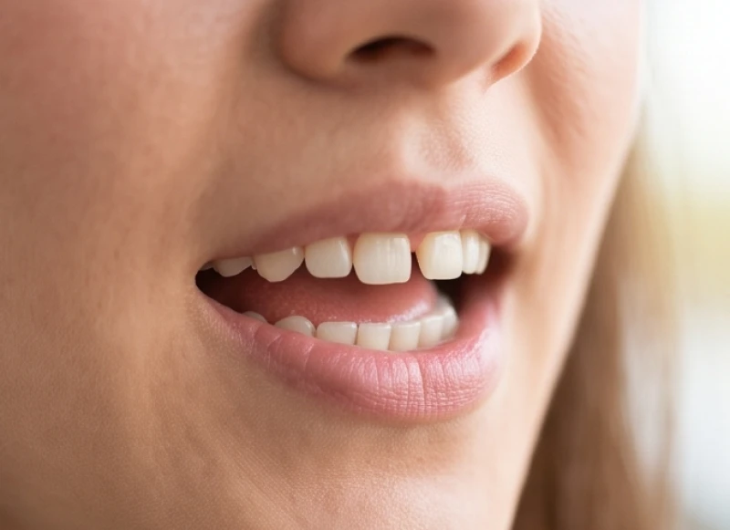 Góc chụp thấp cho thấy rõ các kẽ hở mang tướng răng thưa ở khu vực hàm dưới
