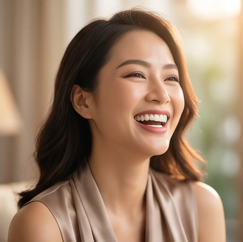 Phụ nữ mang nét tướng răng hạt lựu với hàm răng ngắn vuông và khít đều