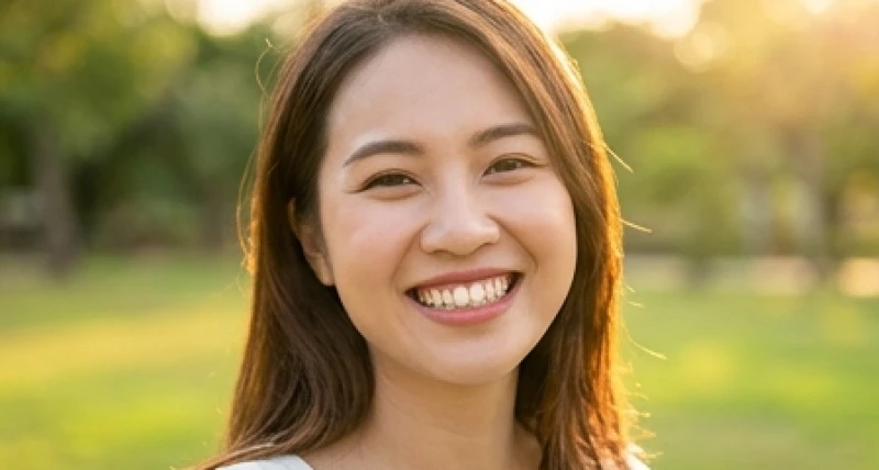 Nụ cười tươi tắn của cô gái có tướng răng hô nhẹ tạo nét duyên dáng hoạt bát