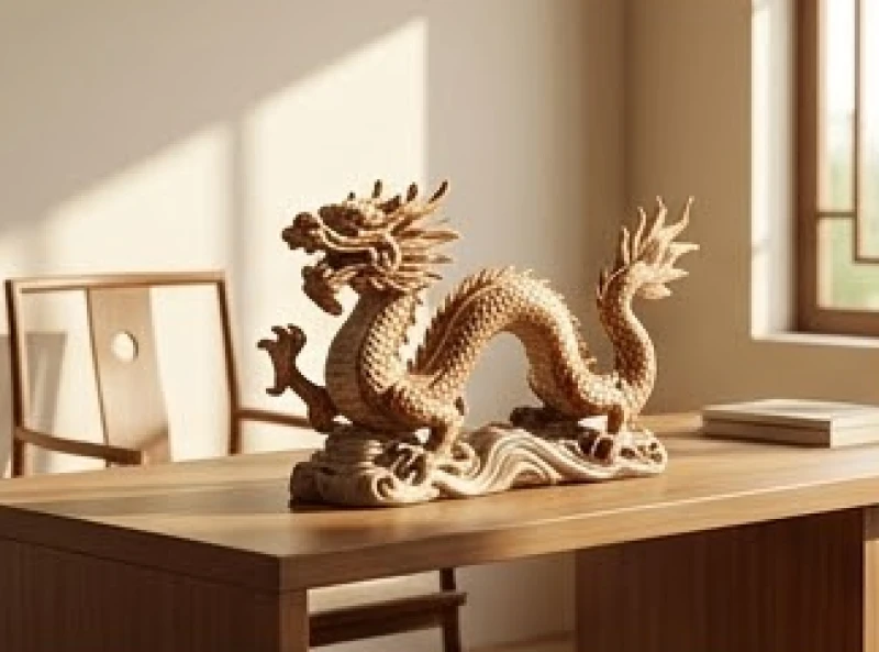 Tượng rồng bằng gốm sứ đặt trang trọng tại góc làm việc hướng Tây Nam để đón vượng khí