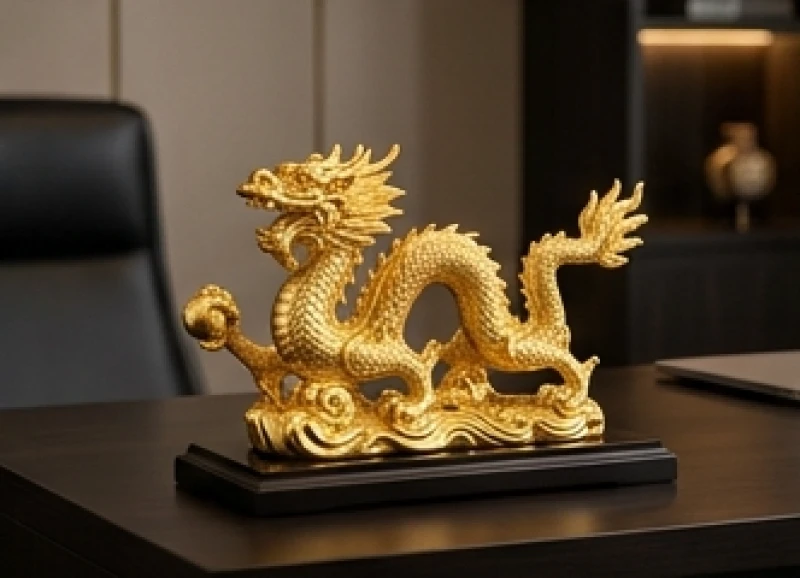Tượng rồng phong thủy mạ vàng đại diện cho linh vật Tam hợp với tuổi Thân