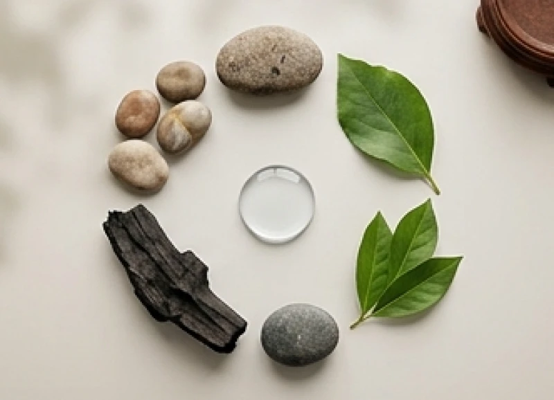 Vòng tròn ngũ hành tương sinh được xếp bằng sỏi đá và lá cây giúp chọn đuôi số cứu tinh