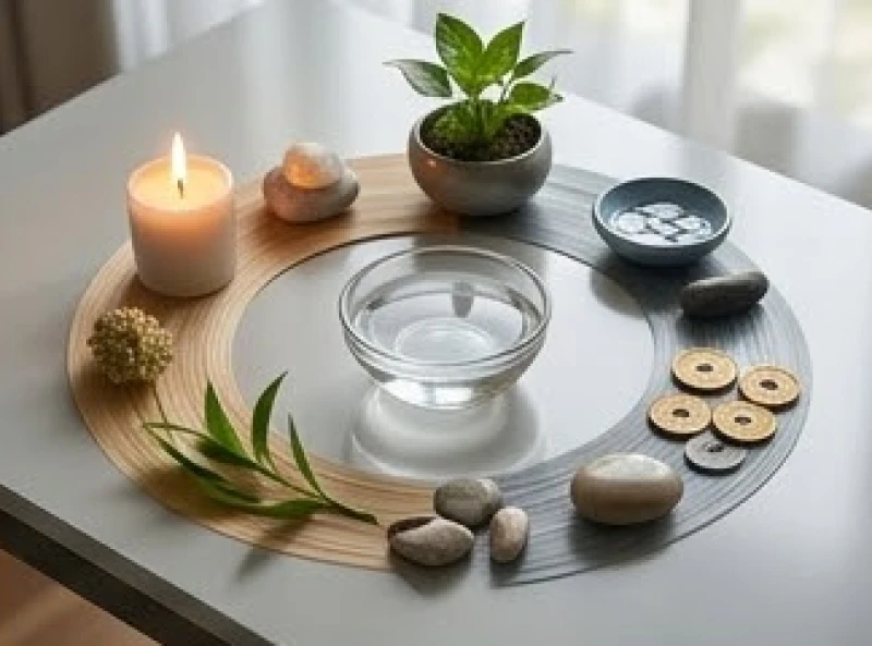 Sơ đồ biểu diễn vòng tuần hoàn tương sinh tương khắc ngũ hành trong không gian kiến trúc