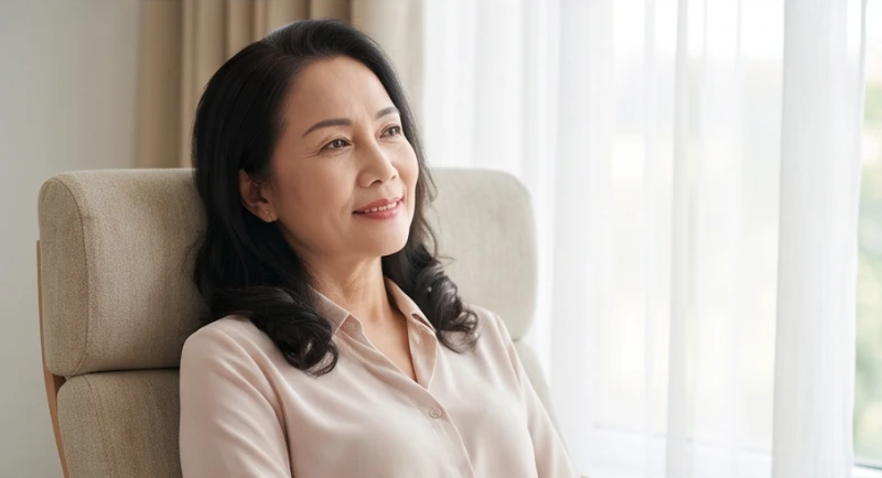 Người phụ nữ mang vẻ đẹp rạng rỡ và thư thái đại diện cho sự viên mãn trọn vẹn