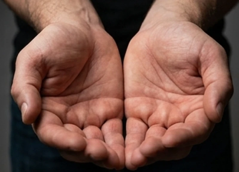 Bàn tay nam giới dày dặn và kiên định với vùng trung tâm lõm sâu báo hiệu sự nghiệp vững chắc