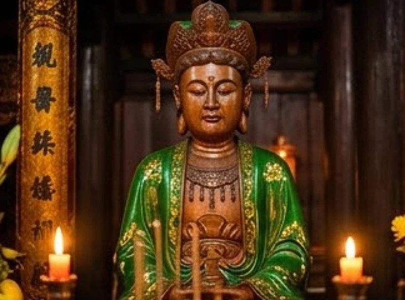 Văn khấn Đền Đông Cuông: Trình tự dâng lễ và bài cúng từng ban 2 Bức tượng linh thiêng của Lâm Cung Thánh Mẫu được suy tôn bên trong chính điện uy nghi